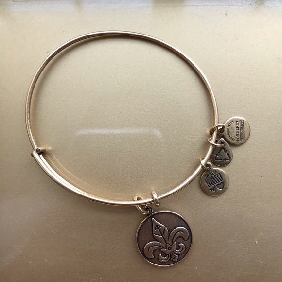 Alex and Ani Jewelry - NWOT Gold Alex and Ani Fleur de Lis Charm Bangle